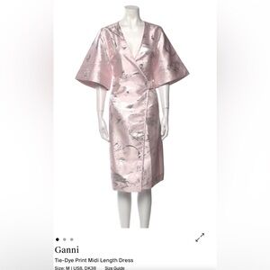 Ganni Metallic Pink Wrap Midi Dress